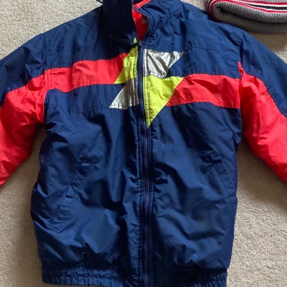 5/20🔴Kid boysYoung Man Blue Winter Coat Size XL 18-20 &Beanie Snap-On Gray Hat - Picture 10 of 11